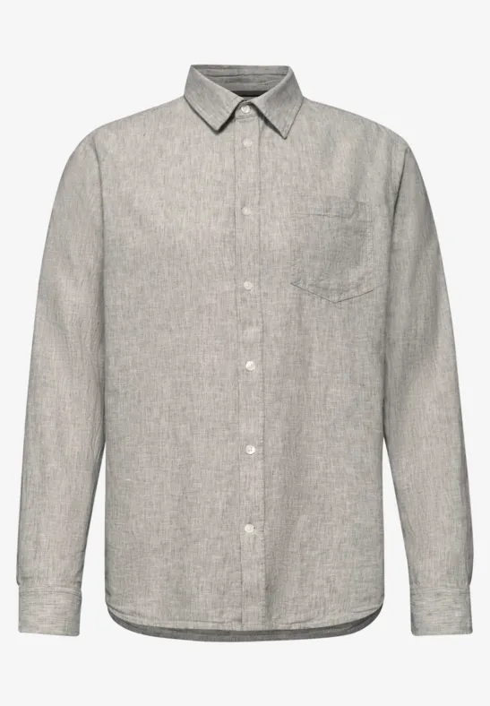 Koszula z długim rękawem z mieszanki lnu oak brown