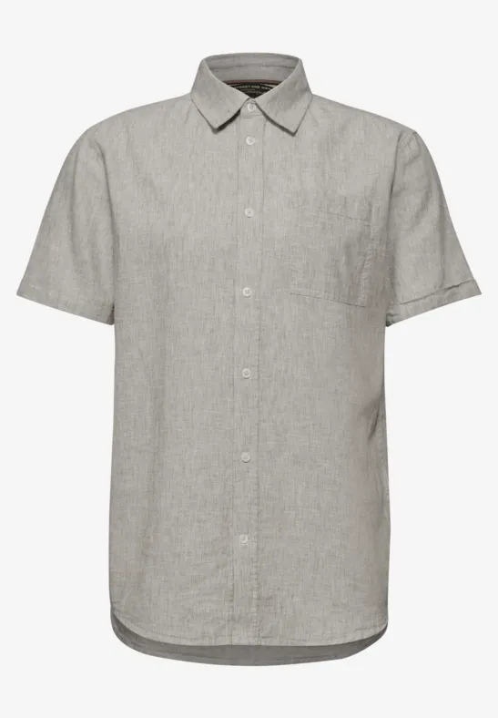 Kurzarm Hemd aus Leinenmix oak brown