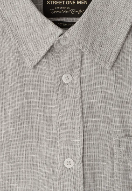 Kurzarm Hemd aus Leinenmix oak brown