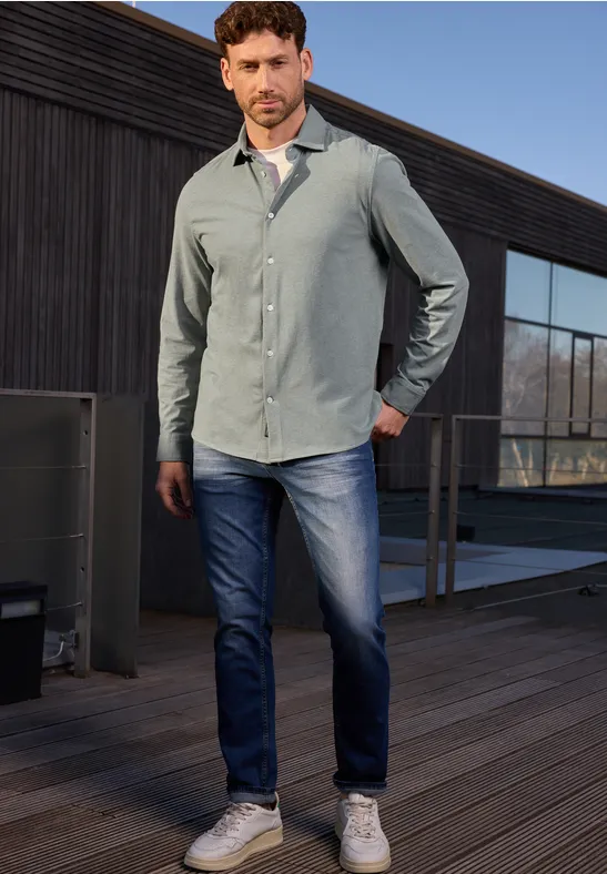 Langarm Hemd  im Melange-Look dusty mint