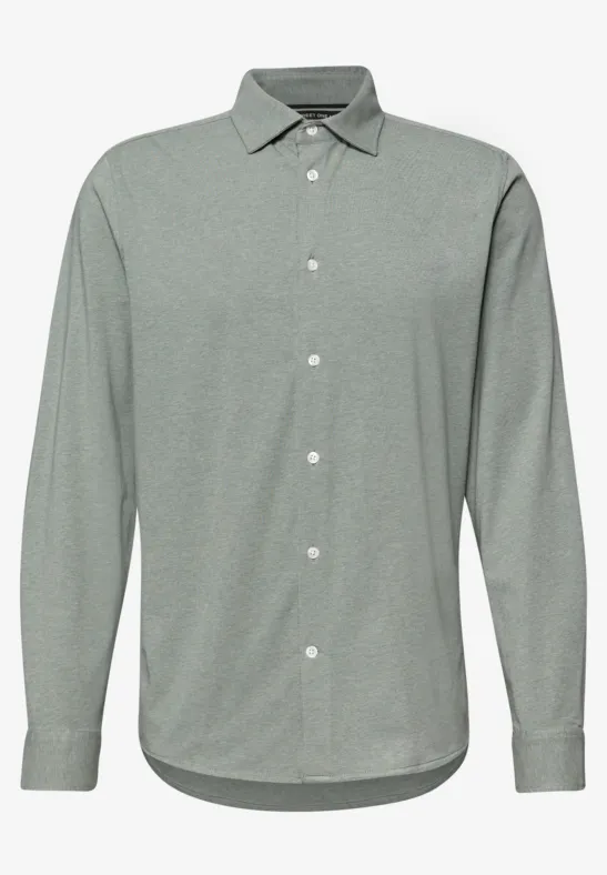 Langarm Hemd  im Melange-Look dusty mint