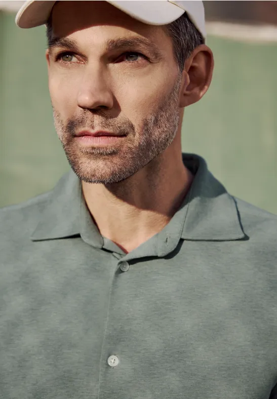 Langarm Hemd  im Melange-Look dusty mint