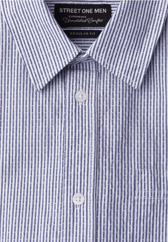 Kurzarm Hemd mit Brusttasche und Streifen bright white