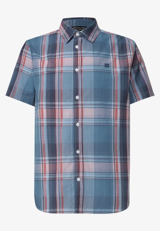 Korte mouwen overhemd met blauw-rode ruit