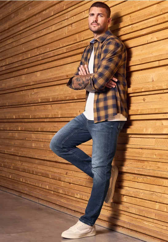 Straight Leg Jeans indigo blue wash