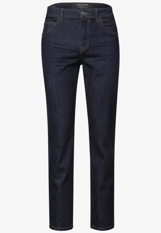 Straight Leg Jeans dark blue rinsed wash