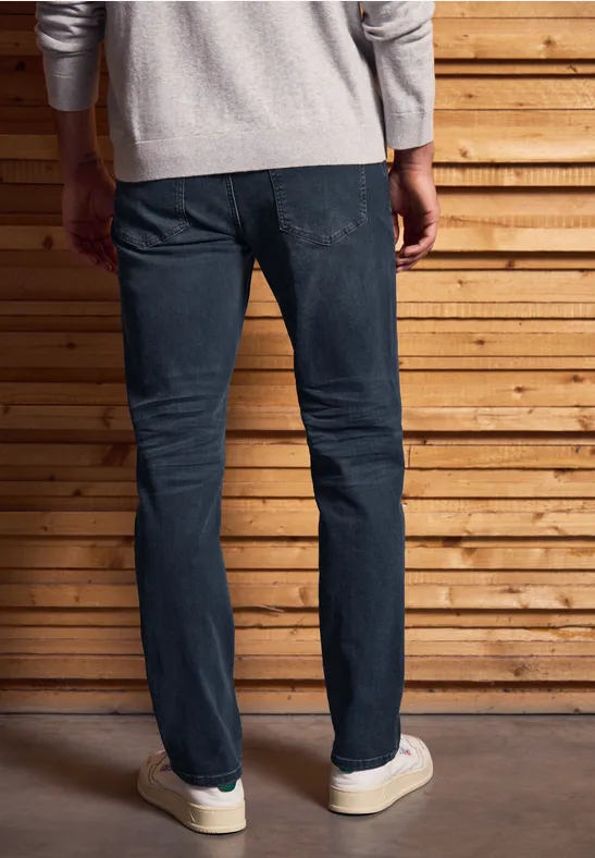 Straight Leg Jeans blue overdyed black wash