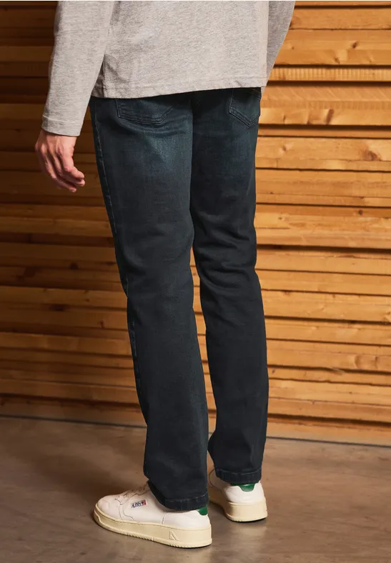 Straight Leg Jeans dark blue tinted