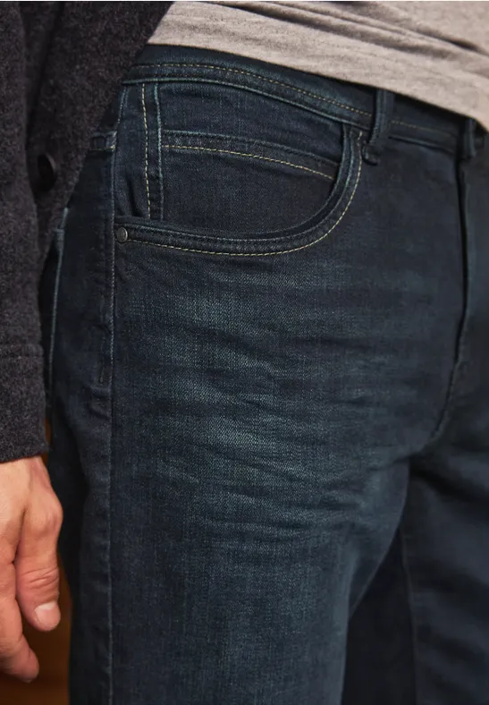 Straight Leg Jeans dark blue tinted