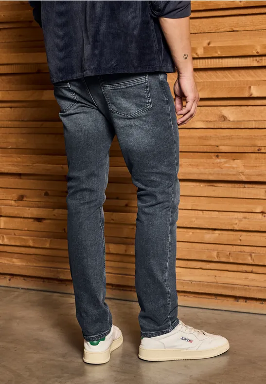Slim Leg Jeans dull dark blue heavy wash