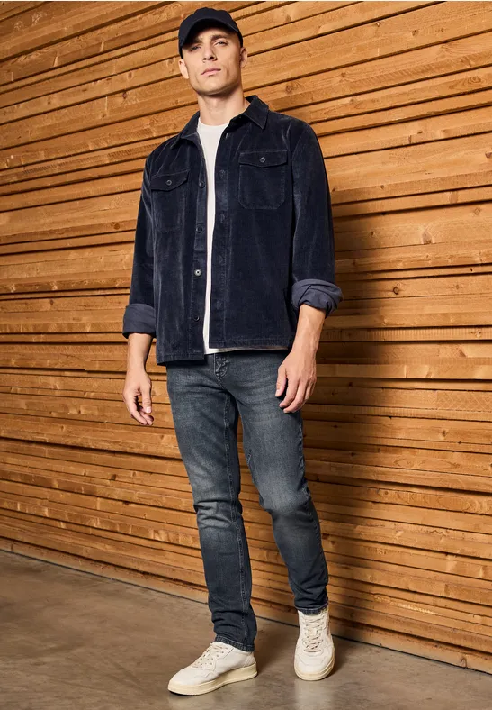 Slim Leg Jeans dull dark blue heavy wash