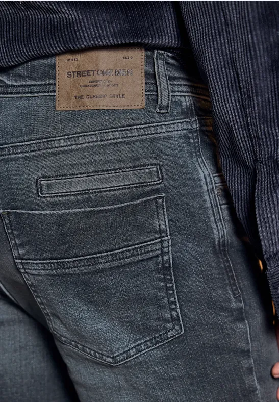 Slim Leg Jeans dull dark blue heavy wash