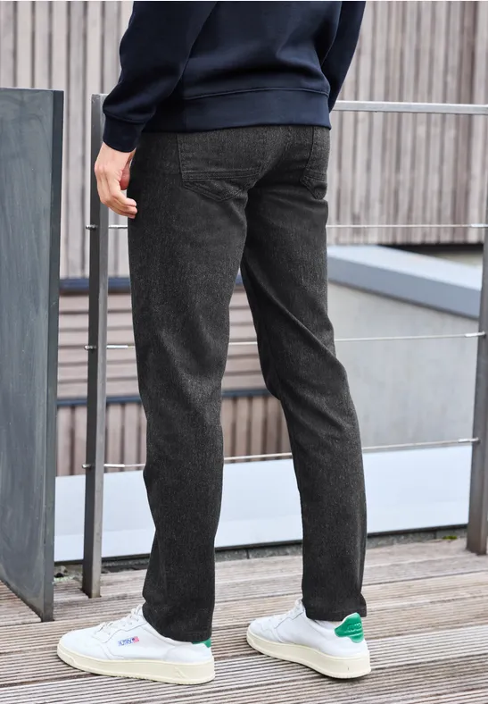 Slim Fit pantalon en optique laine null