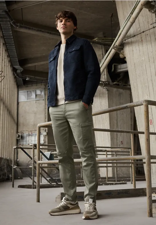 Pantalon cargo souple rustic green