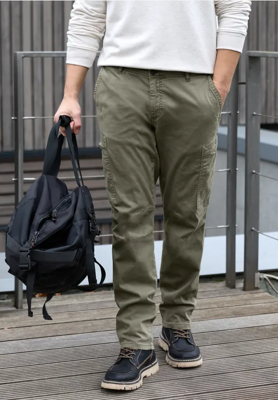Pantalon cargo souple rustic green