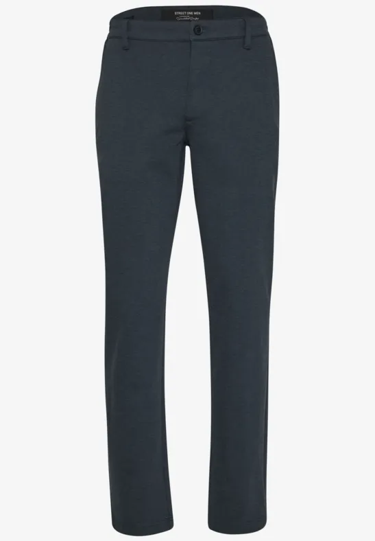 Donkergrijze elegante broek met rechte pijpen.