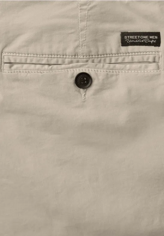 Chino met elastische tailleband sandstone beige