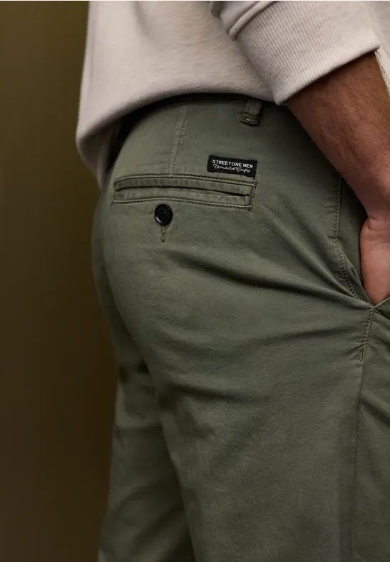 Chino avec ceinture stretch rustic green
