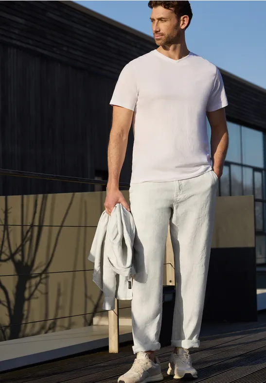 Chino Straight Legs en lin bohemian beige