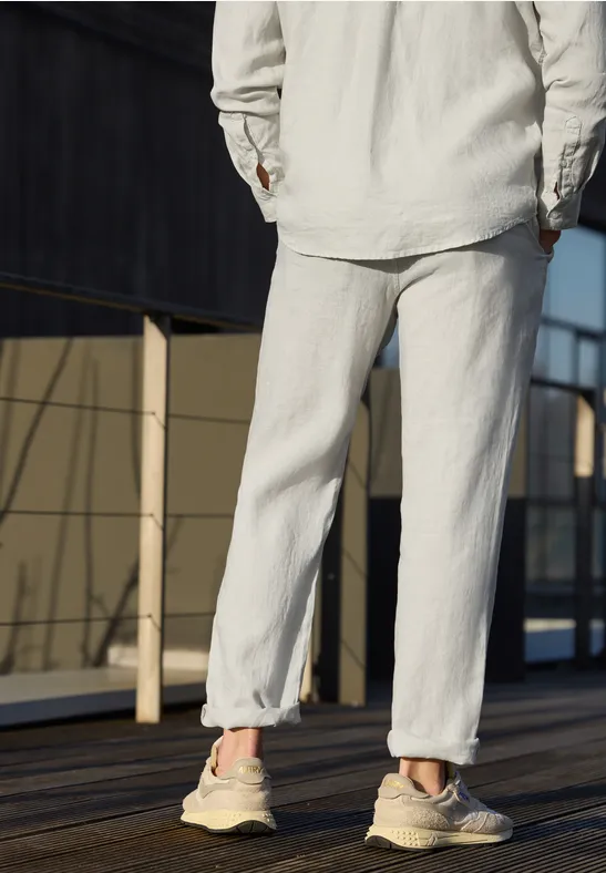 Chino Straight Legs en lin bohemian beige