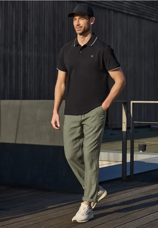 Straight Leg Chino aus Leinen wood green