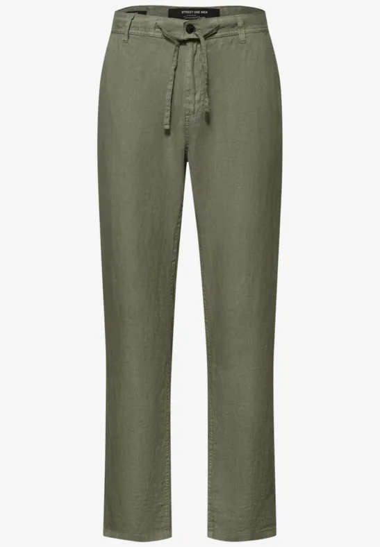 Straight Leg Chino aus Leinen wood green