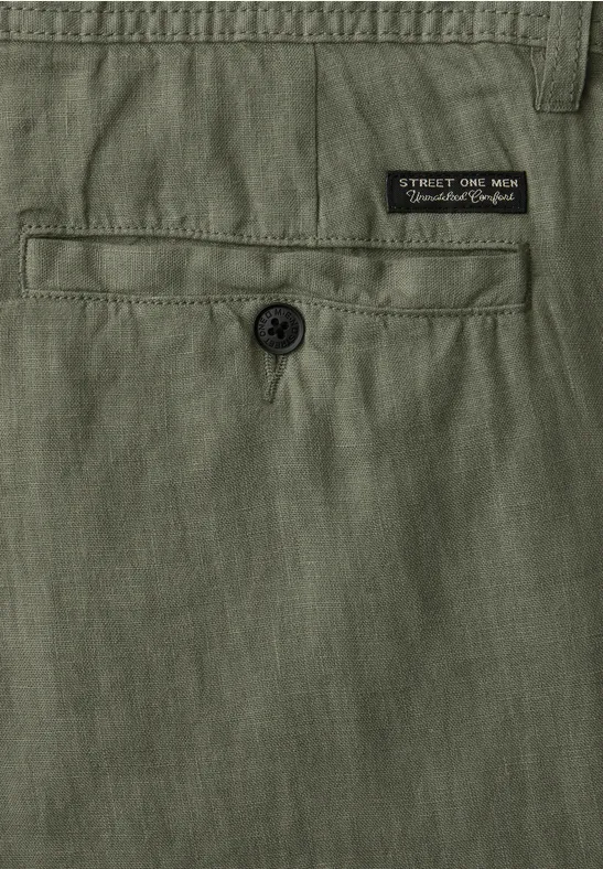 Straight Leg Chino aus Leinen wood green