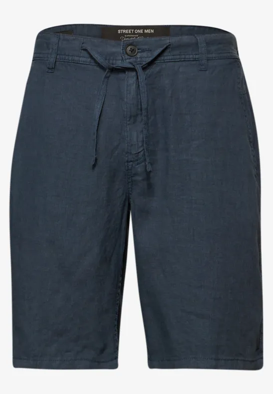 Chinoshorts aus Leinen river blue