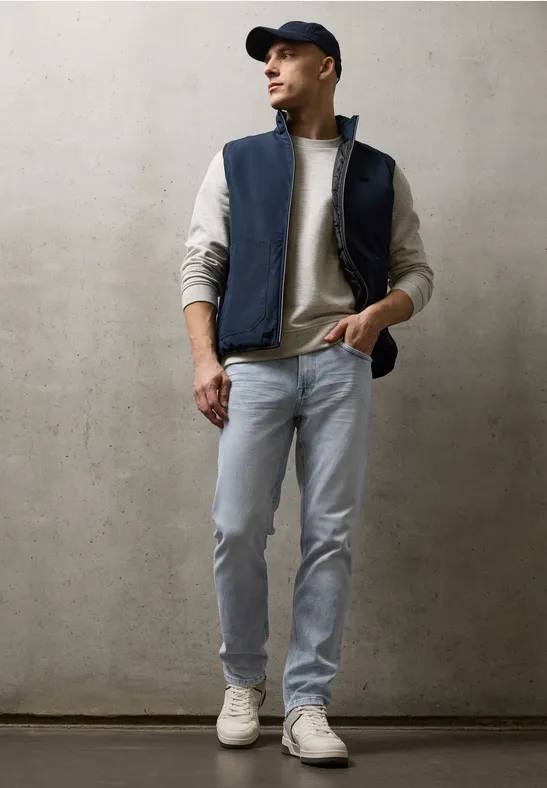 Jeans met smalle pijpen light grey random wash