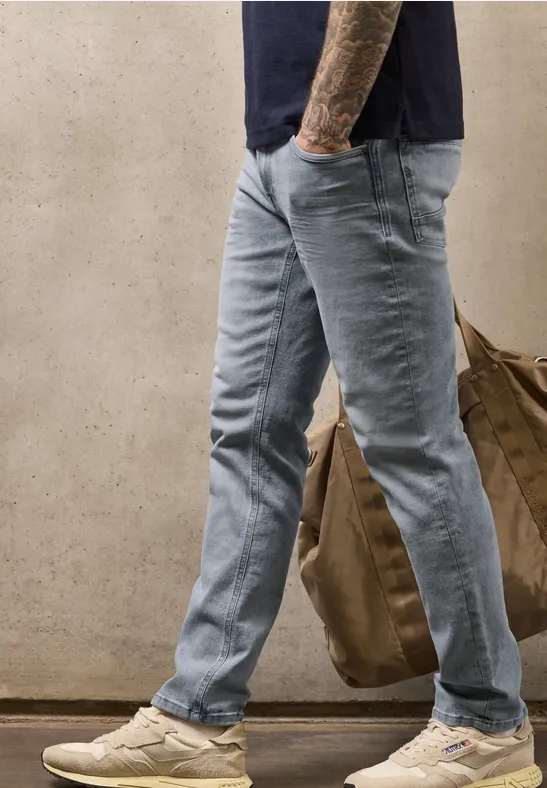 Jeans met smalle pijpen light grey random wash