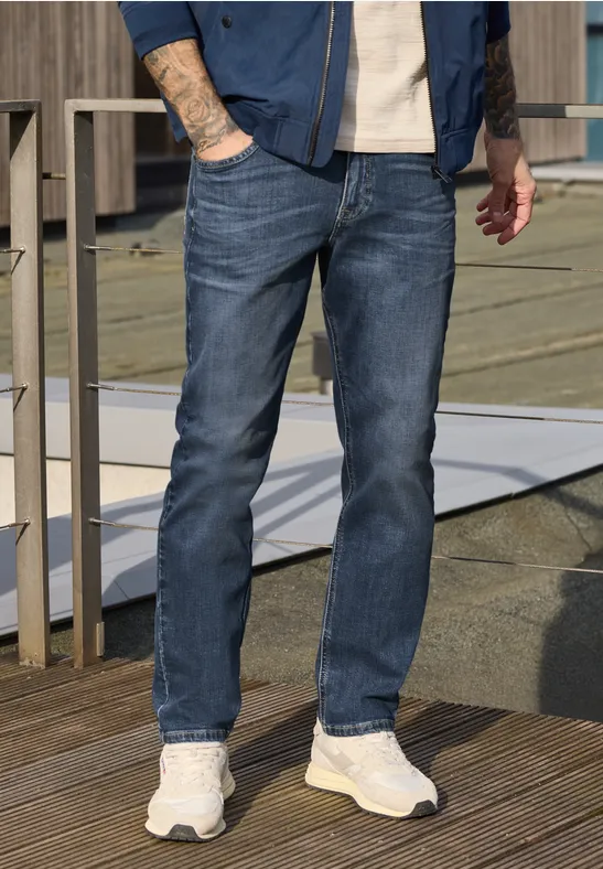 Straight Leg Jeans im Regular Fit indigo blue random wash