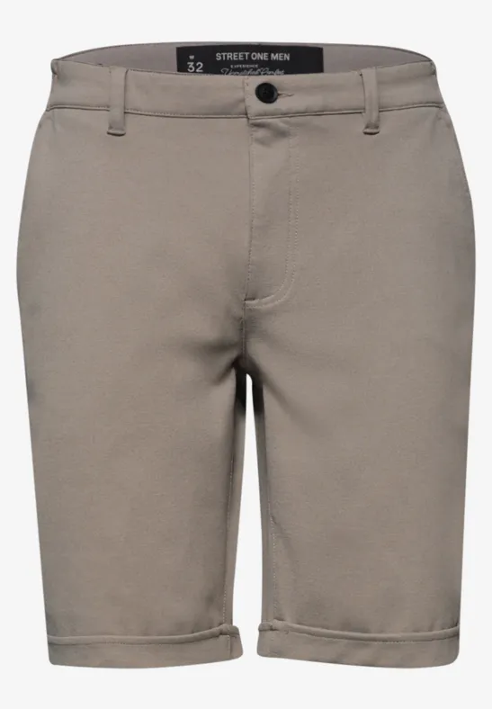 Beige Herren-Chino-Shorts mit Knopf und Gürtelschlaufen