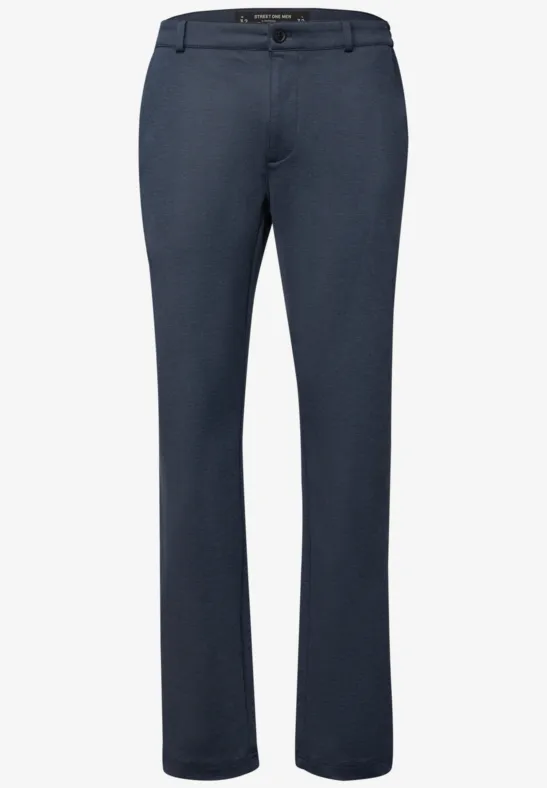 Elegante dunkelblaue Hose mit geradem Bein und schlanker Silhouette.