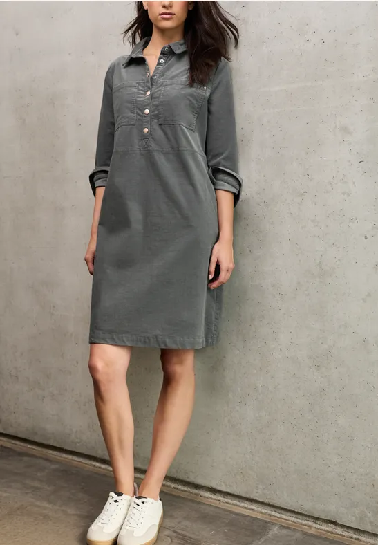 Robe en velours côtelé au genou deep stone grey