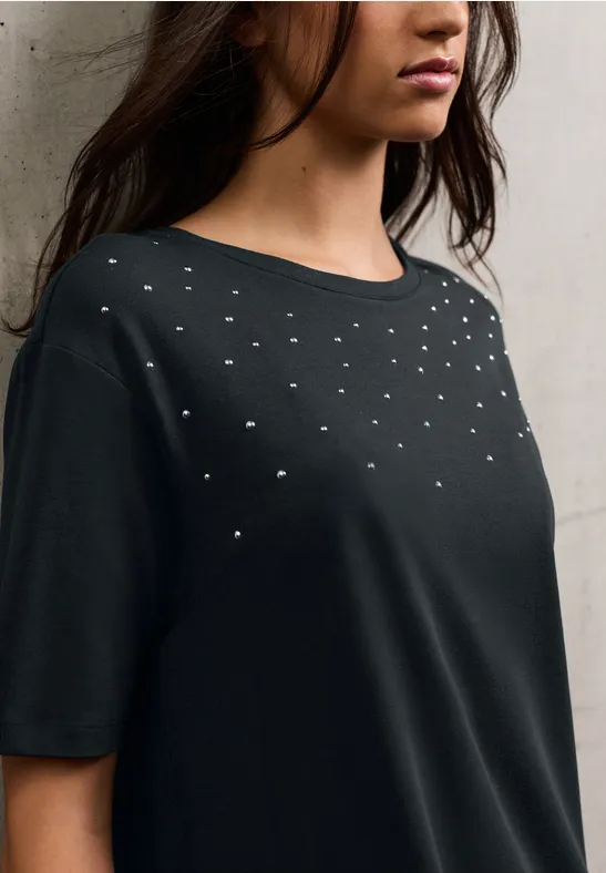 T-Shirt-Kleid mit Nieten industrial grey