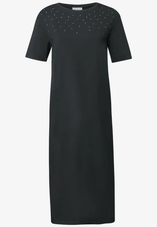T-Shirt-Kleid mit Nieten industrial grey