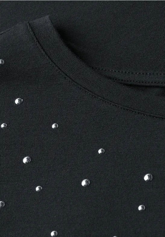 T-Shirt-Kleid mit Nieten industrial grey