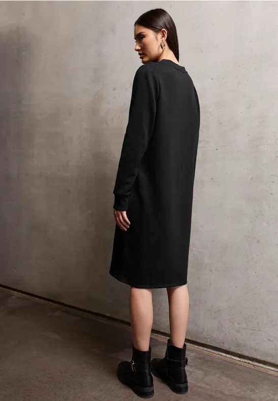 Sweat-Kleid in Unifarbe Black