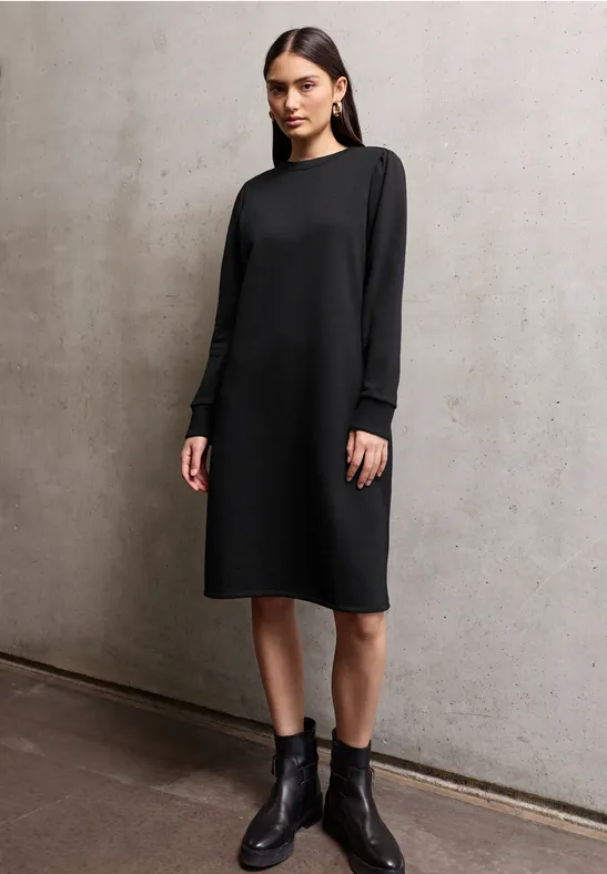 Sweat-Kleid in Unifarbe Black