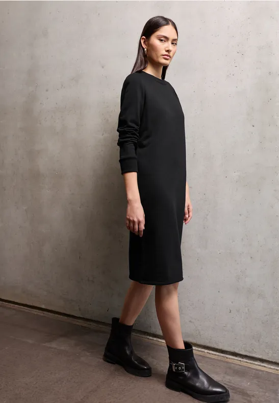 Sweat-Kleid in Unifarbe Black