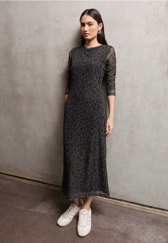 Leo Mesh-Kleid dark auburn brown