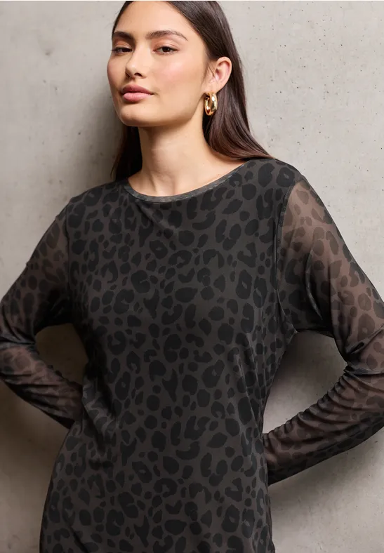Leo Mesh-Kleid dark auburn brown