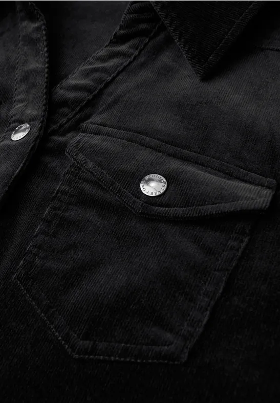 Cordkleid mit Volant Black