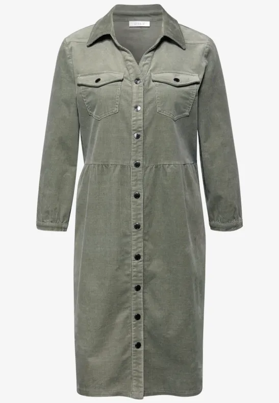 Cordkleid mit Volant reed green