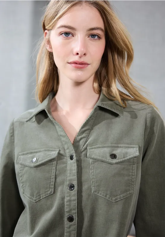 Cordkleid mit Volant reed green