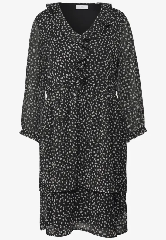 Gemustertes Chiffonkleid Black