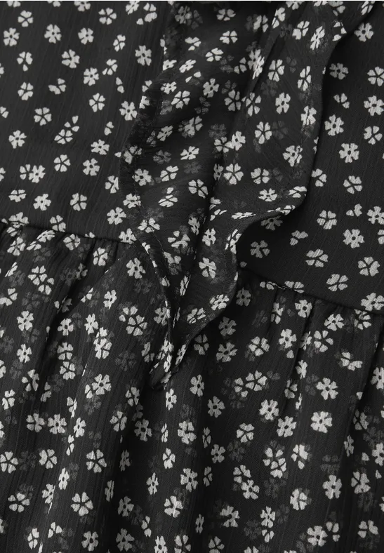 Gemustertes Chiffonkleid Black