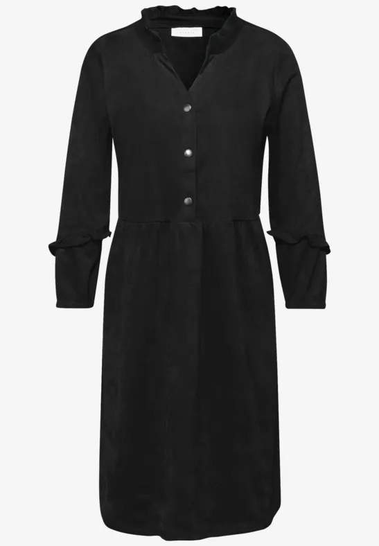 Velourskleid im Tunika-Look Black