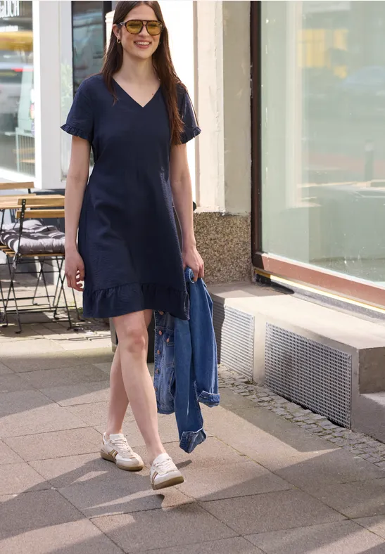 Knielanges Kleid mit Volant-Detail midnight muse