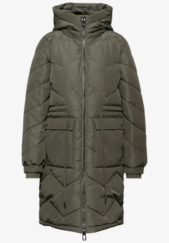 Lange Steppjacke Beluga Green